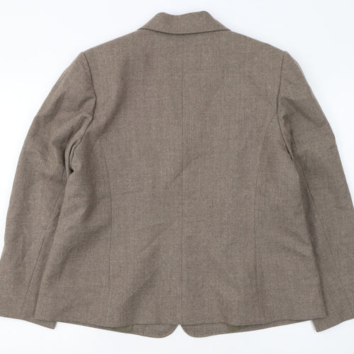 Eastex Women Brown Wool Blend Classic Single-Breasted Blazer UK 16