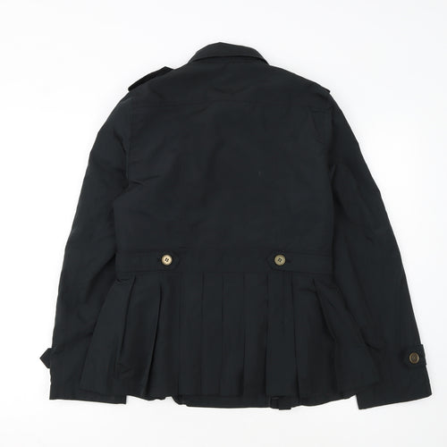 Anne Weyburn Women's Black Short Trench Coat Size 10 Lined Buttoned