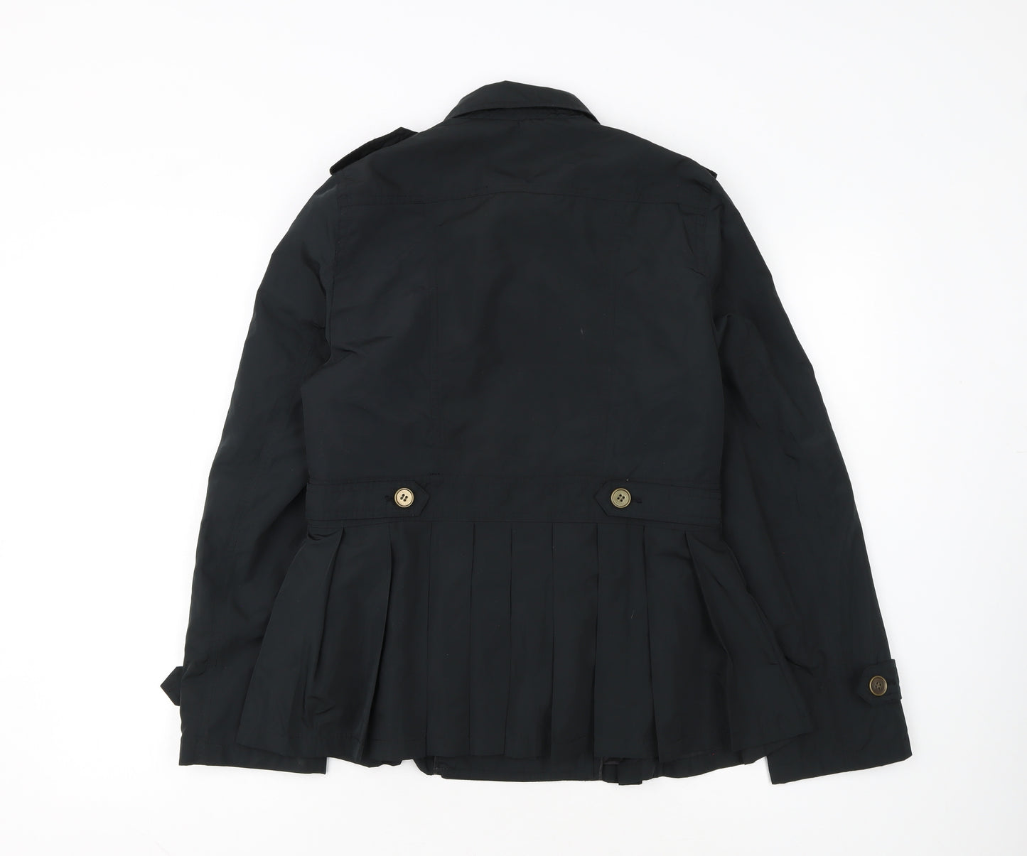 Anne Weyburn Women's Black Short Trench Coat Size 10 Lined Buttoned