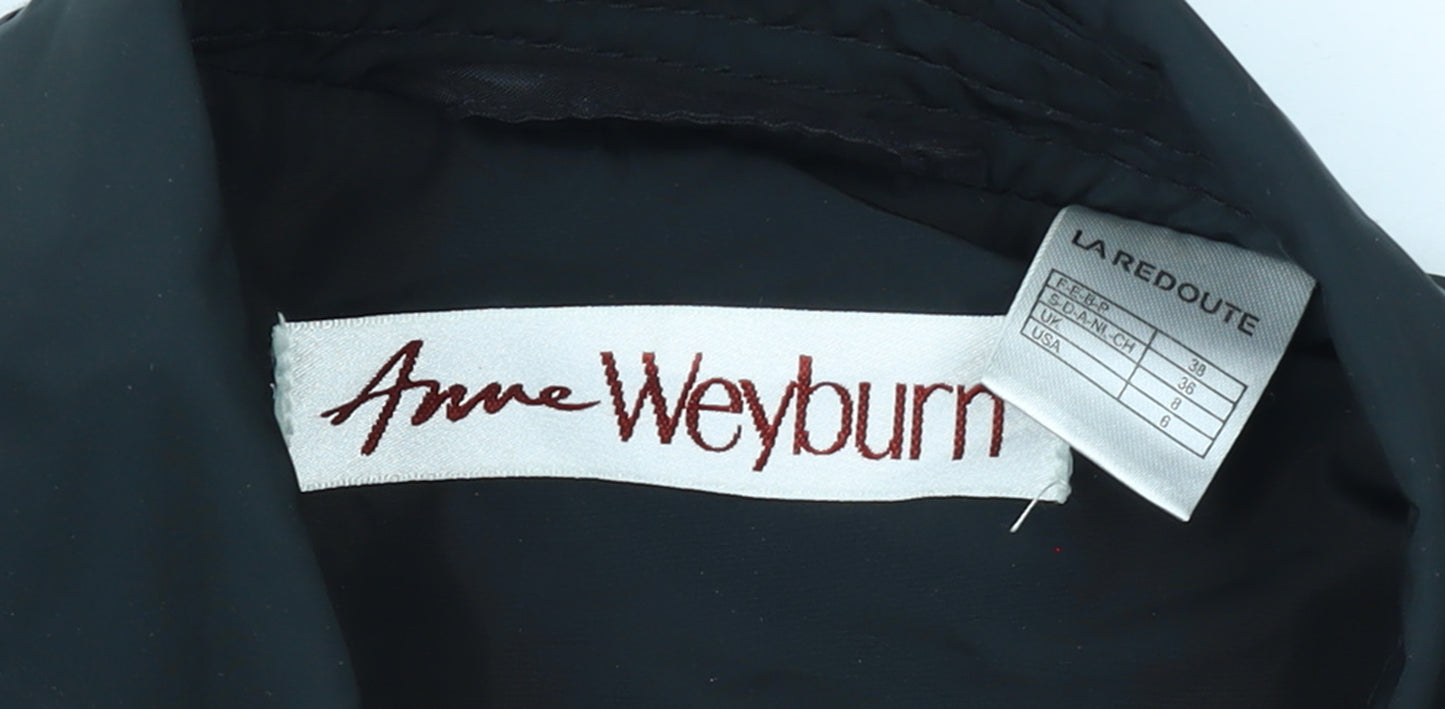 Anne Weyburn Women's Black Short Trench Coat Size 10 Lined Buttoned