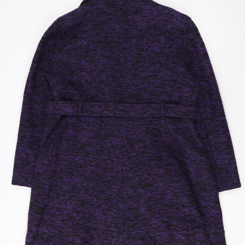 De la Crème Women's Purple Wool Blend Mid-Length Belted Coat Size 22