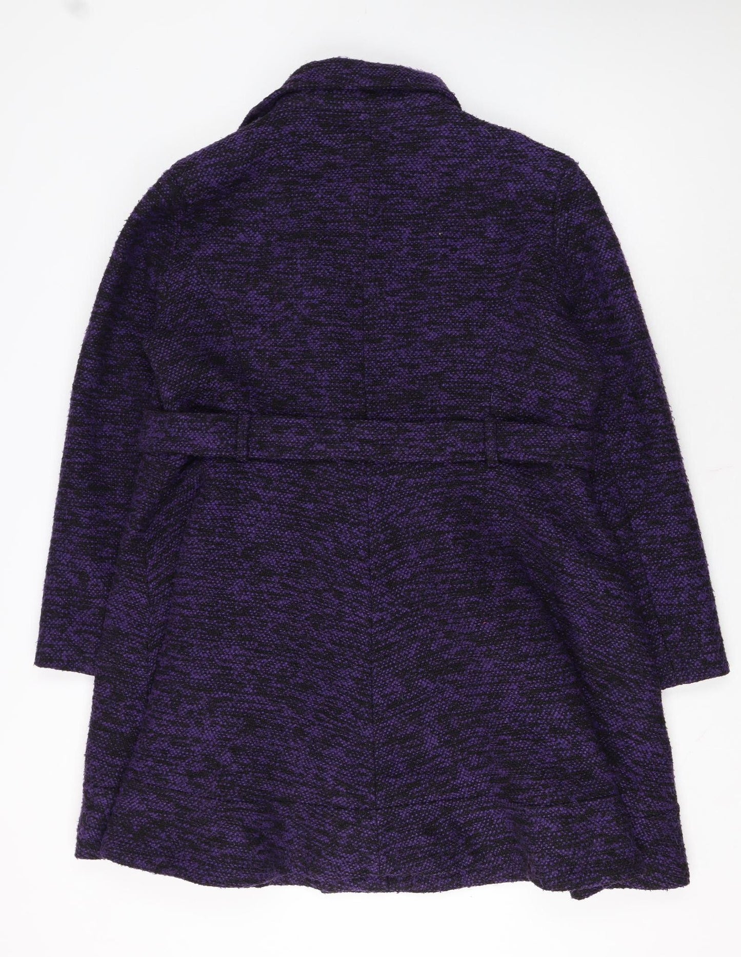 De la Crème Women's Purple Wool Blend Mid-Length Belted Coat Size 22