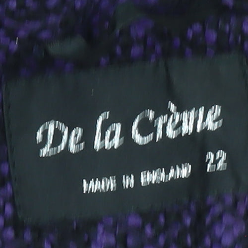 De la Crème Women's Purple Wool Blend Mid-Length Belted Coat Size 22