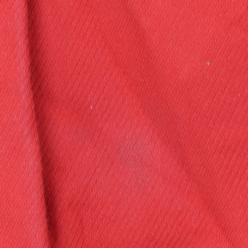 L.K. Bennett Women's Red Cotton Blend Collarless Mid-Length Coat Size 14