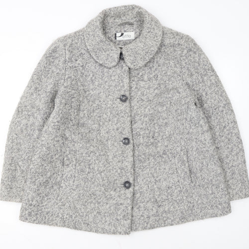BHS Women’s Grey Petite Size 18 Wool Blend Mid-Length Coat