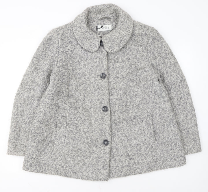 BHS Women’s Grey Petite Size 18 Wool Blend Mid-Length Coat