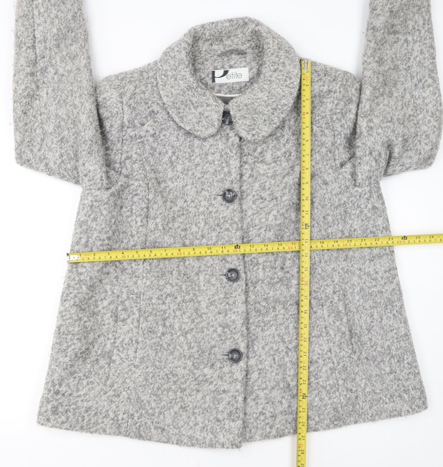 BHS Women’s Grey Petite Size 18 Wool Blend Mid-Length Coat