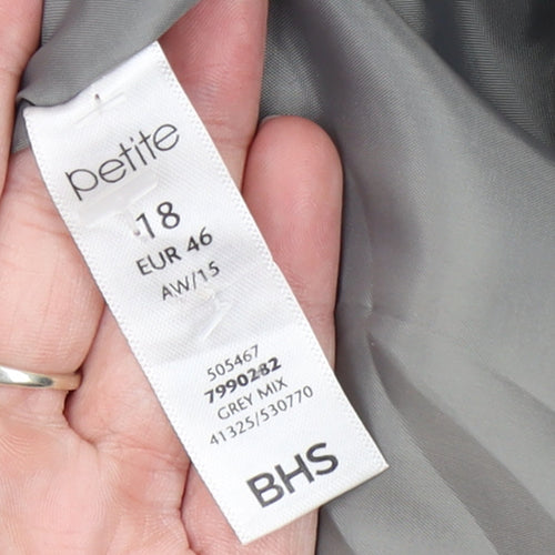 BHS Women’s Grey Petite Size 18 Wool Blend Mid-Length Coat