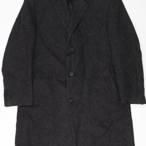 Jos. A. Bank Men's Grey Wool Herringbone Long Overcoat 42R