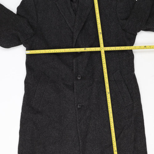 Jos. A. Bank Men's Grey Wool Herringbone Long Overcoat 42R