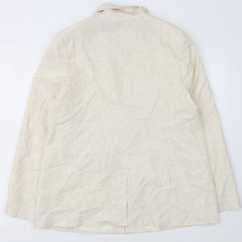Papaya Women Beige Single-Breasted Blazer Size 16 Linen Blend