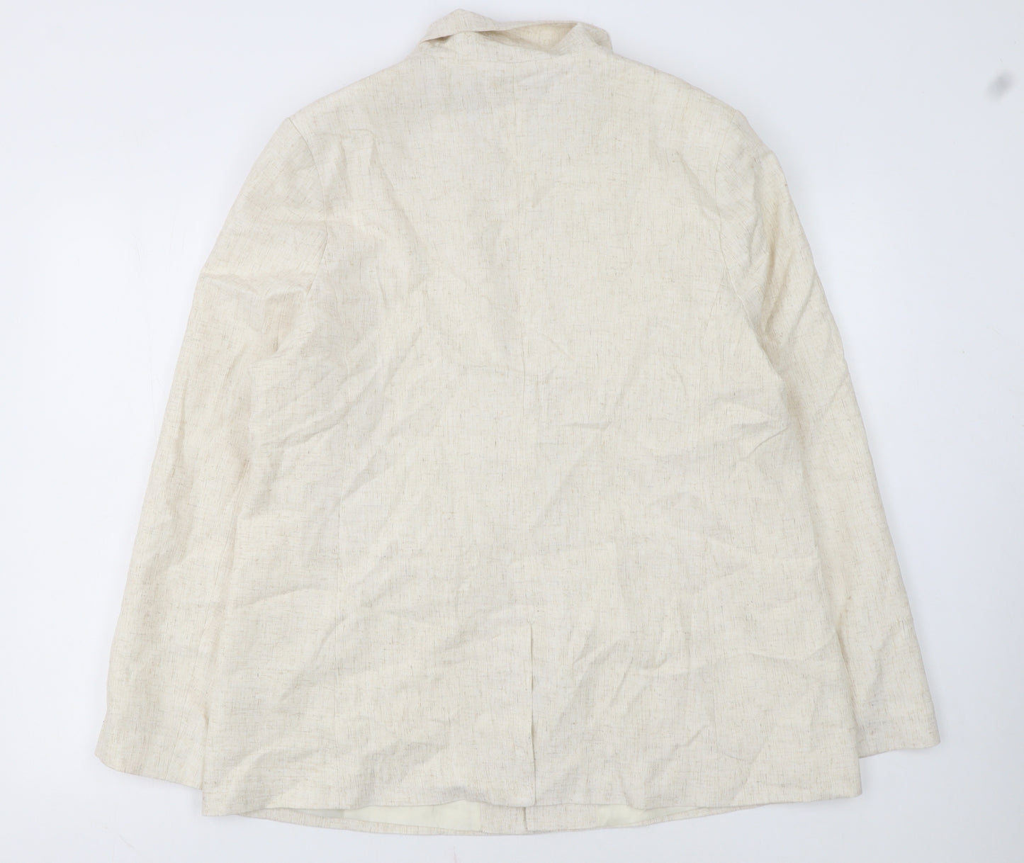 Papaya Women Beige Single-Breasted Blazer Size 16 Linen Blend
