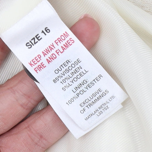 Papaya Women Beige Single-Breasted Blazer Size 16 Linen Blend