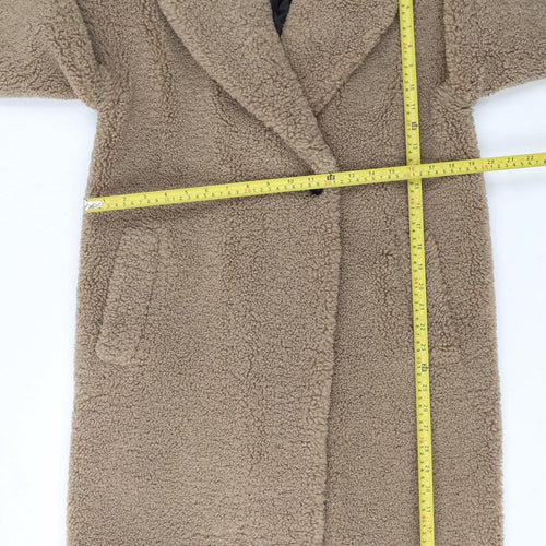 Zara Women Beige Teddy Overcoat Longline Size S Lined Fleece Classic