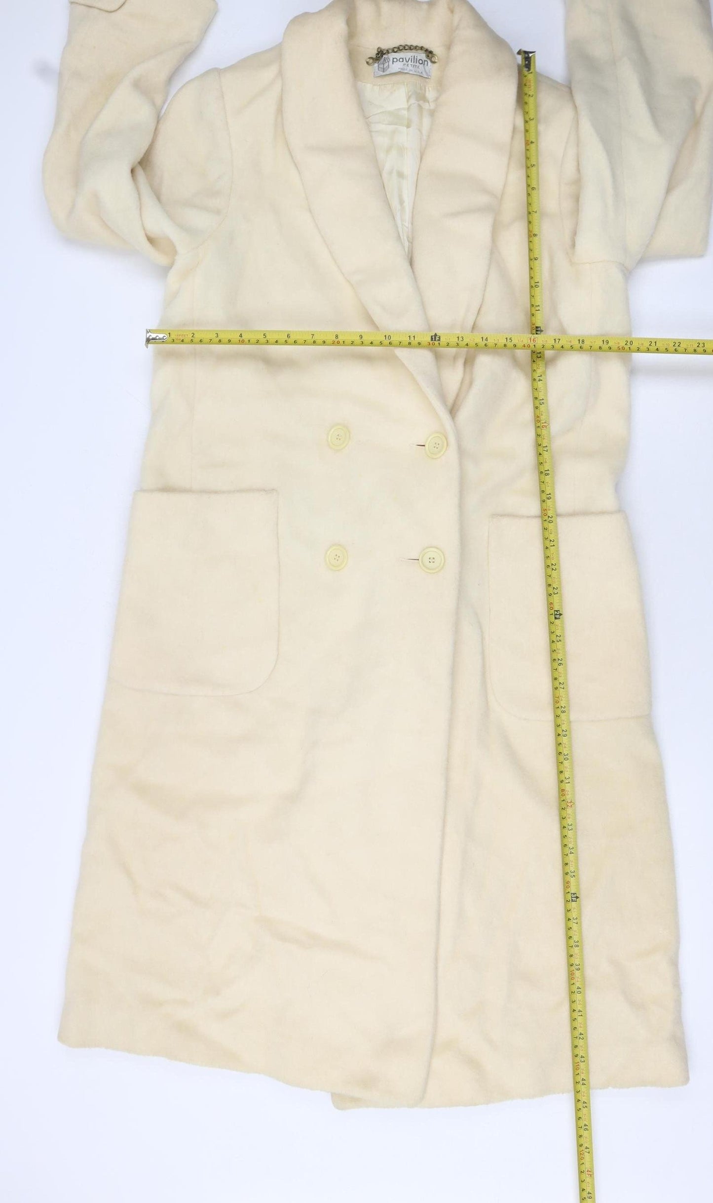 Pavilion Petite Women's Ivory Wool Blend Long Overcoat Size 12