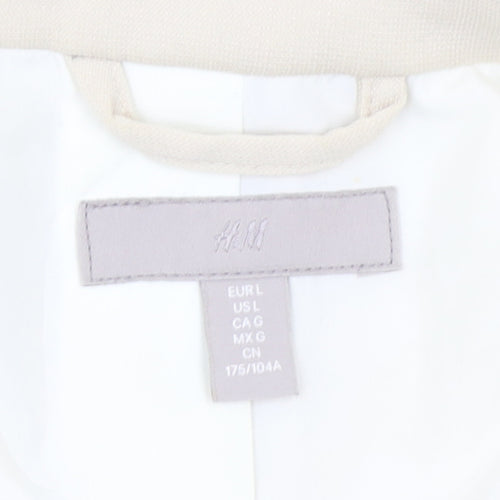 H&M Women Beige Double-Breasted Blazer Jacket Size 14 Regular
