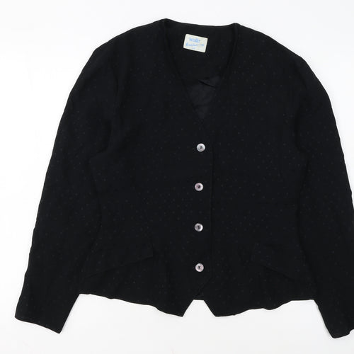 Wallis Women Black Polka Dot Long Sleeve Button Blouse Size 14