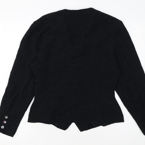 Wallis Women Black Polka Dot Long Sleeve Button Blouse Size 14