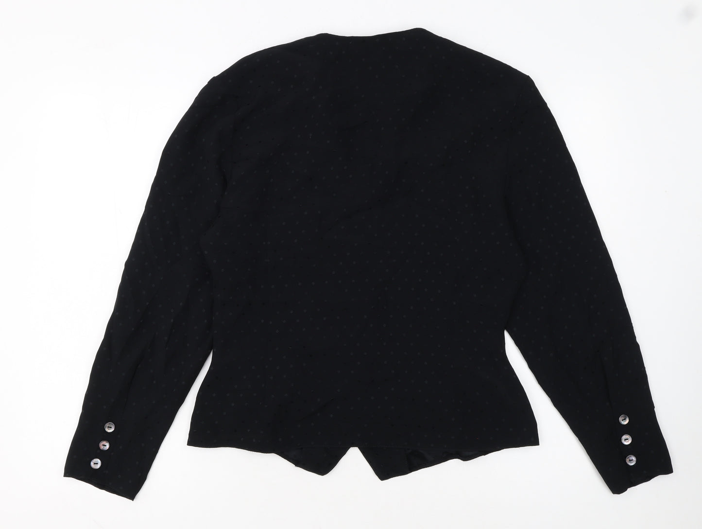 Wallis Women Black Polka Dot Long Sleeve Button Blouse Size 14