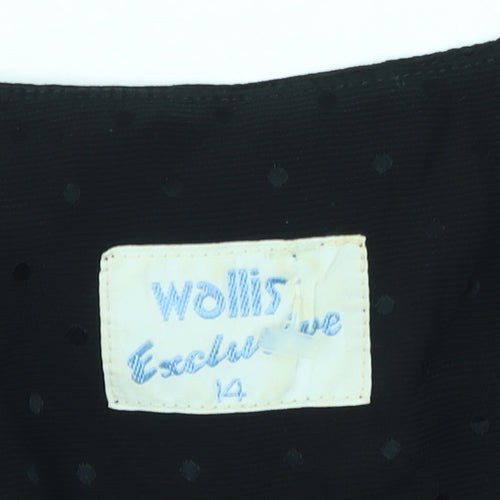 Wallis Women Black Polka Dot Long Sleeve Button Blouse Size 14