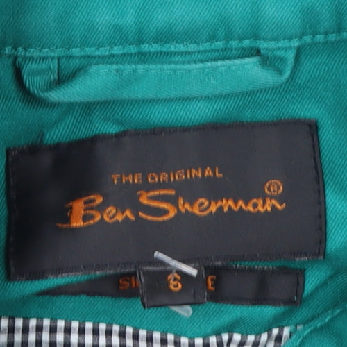 Ben Sherman Women's Green Cotton Trench Coat Size S Belted Classic Style