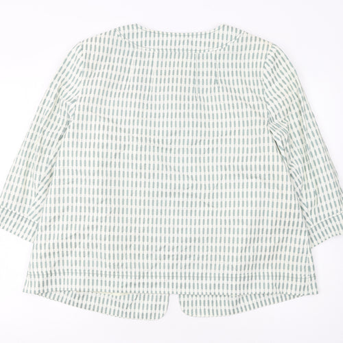 Elvi Women's Green Ivory Patterned Cropped Jacket Size 20