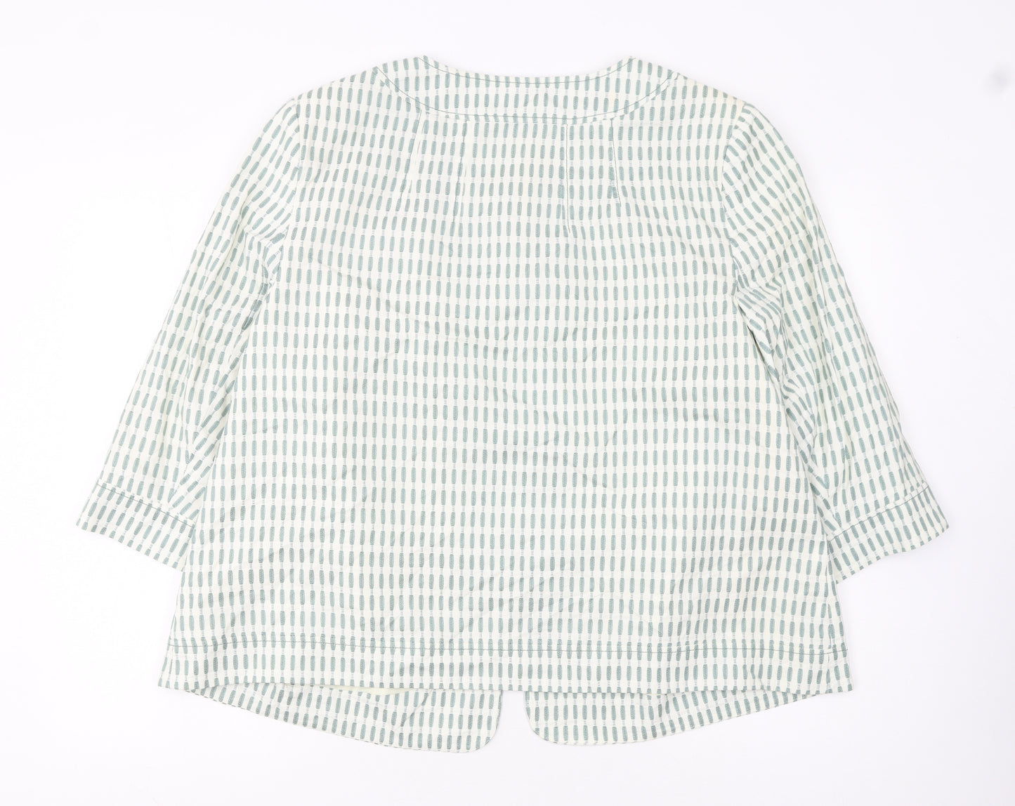 Elvi Women's Green Ivory Patterned Cropped Jacket Size 20