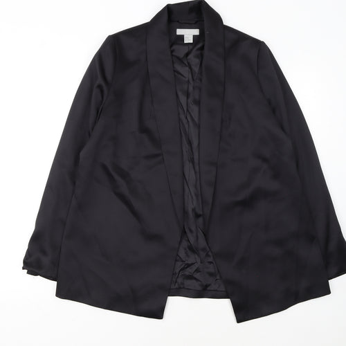 H&M Women Black Size 14 Shawl Collar Single-Breasted Blazer