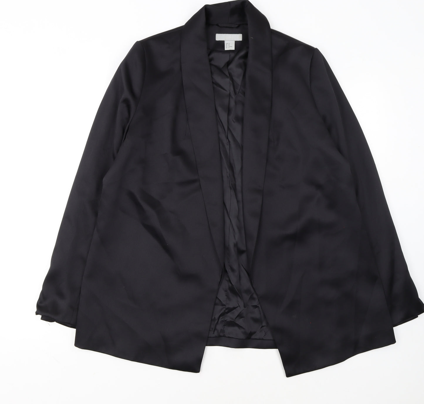 H&M Women Black Size 14 Shawl Collar Single-Breasted Blazer