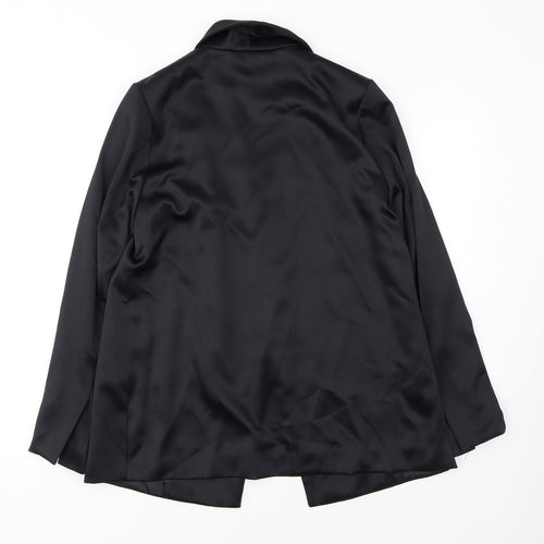 H&M Women Black Size 14 Shawl Collar Single-Breasted Blazer