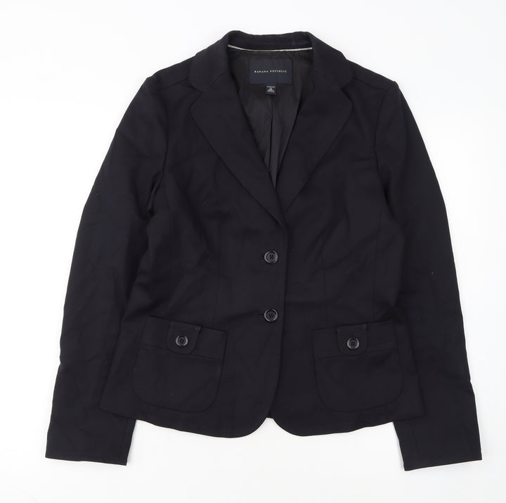 Banana Republic Women's Black Size 10 Stretch Two-Button Blazer