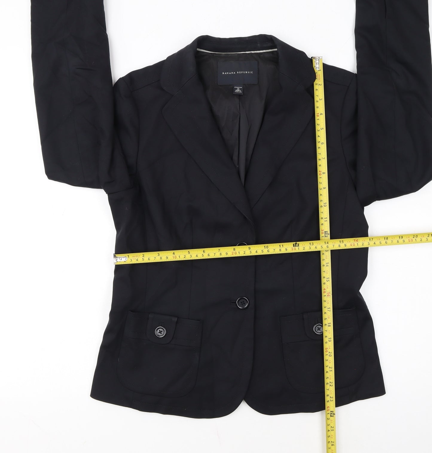 Banana Republic Women's Black Size 10 Stretch Two-Button Blazer