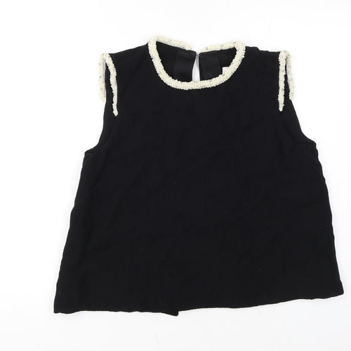 Sandro Women's Black Beaded Sleeveless Blouse Size S