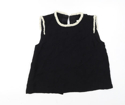 Sandro Women's Black Beaded Sleeveless Blouse Size S