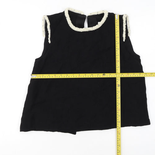 Sandro Women's Black Beaded Sleeveless Blouse Size S