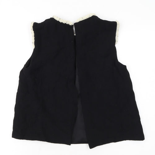 Sandro Women's Black Beaded Sleeveless Blouse Size S