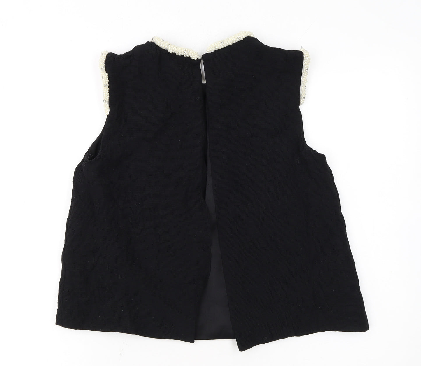Sandro Women's Black Beaded Sleeveless Blouse Size S