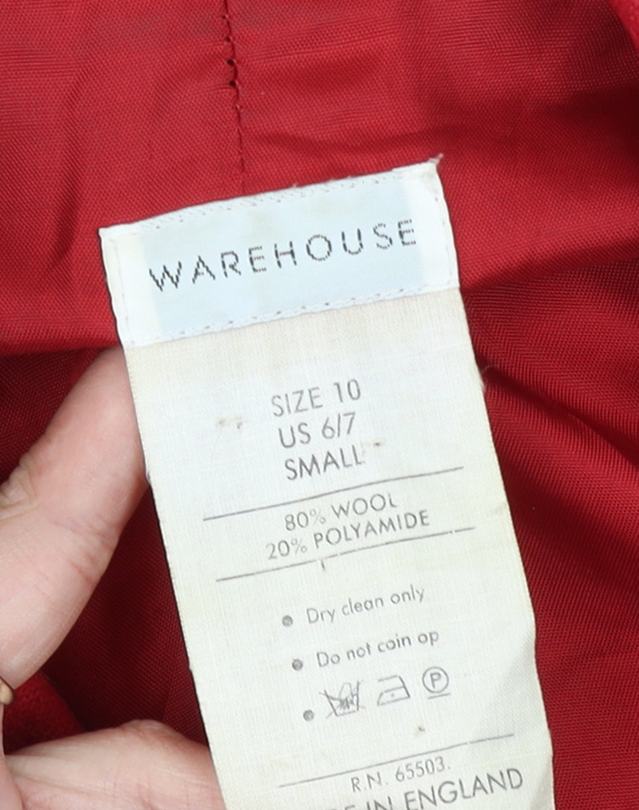 Warehouse Women Red Wool Cropped Military Jacket Size 10