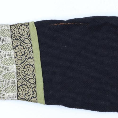 Coldwater Creek Women Black Floral Embroidered Cardigan Medium Linen Blend