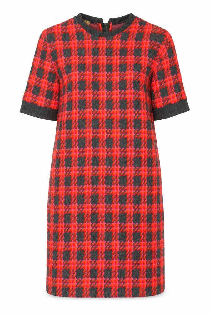 Beeline Fashions Womens Pink Grey Check Shift Dress Size 12 Vintage