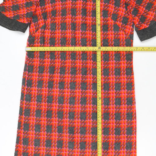 Beeline Fashions Womens Pink Grey Check Shift Dress Size 12 Vintage