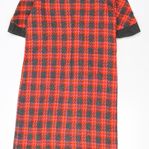 Beeline Fashions Womens Pink Grey Check Shift Dress Size 12 Vintage