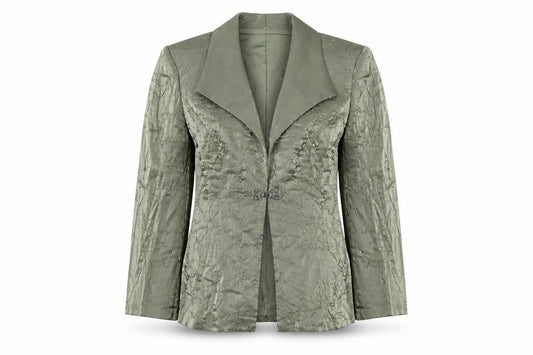 Front view of Alex Evenings Women Green, size 8, Shawl Collar Formal Suit Jacket