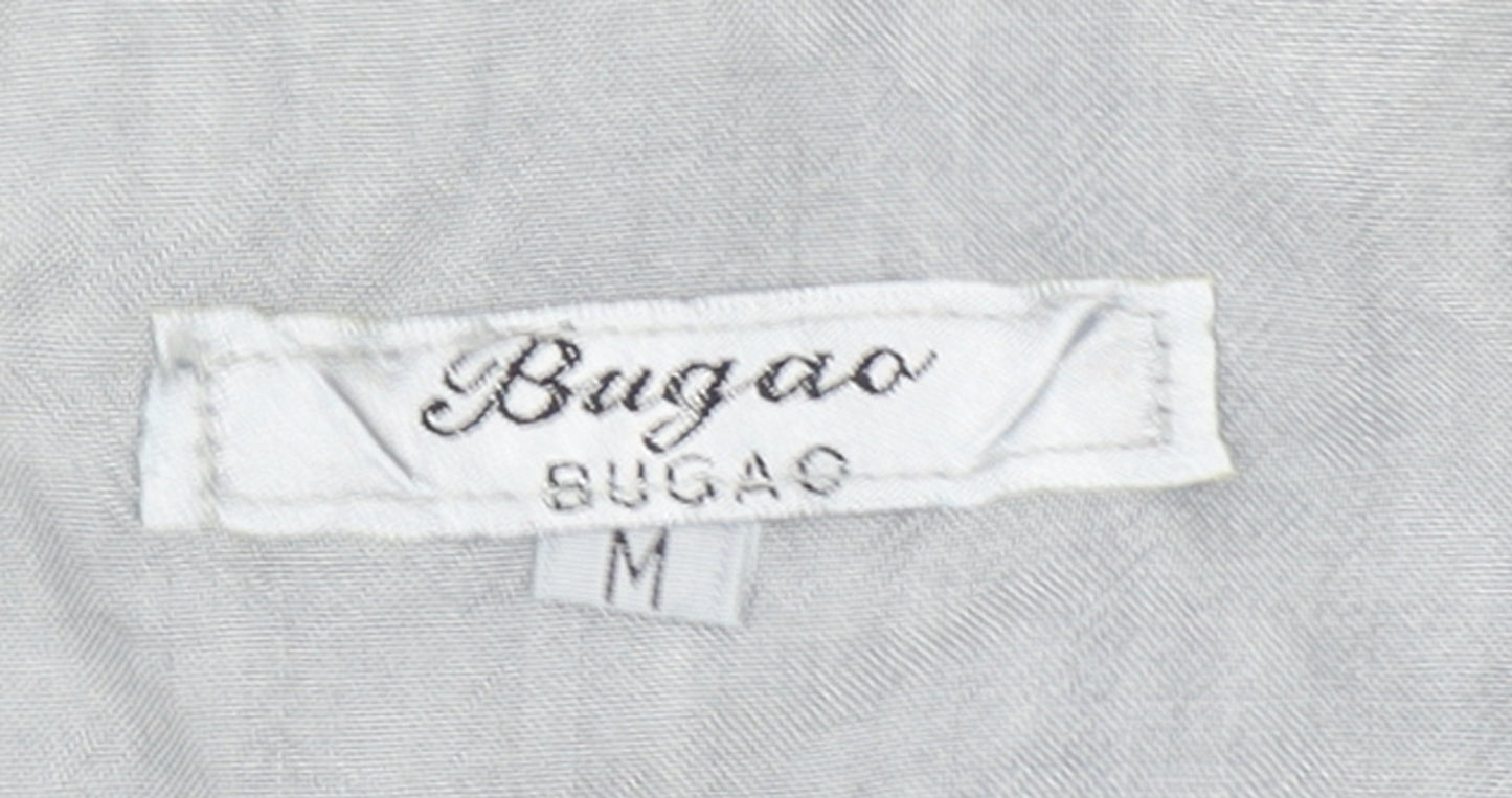 Bugao Women Grey Lace Waistcoat Vest M Sleeveless Buttoned