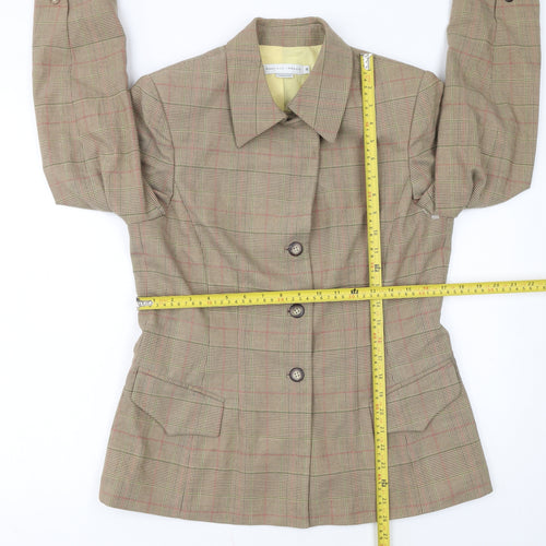 Garfield & Marks Women Brown Check Wool Blend Classic Blazer Size 10