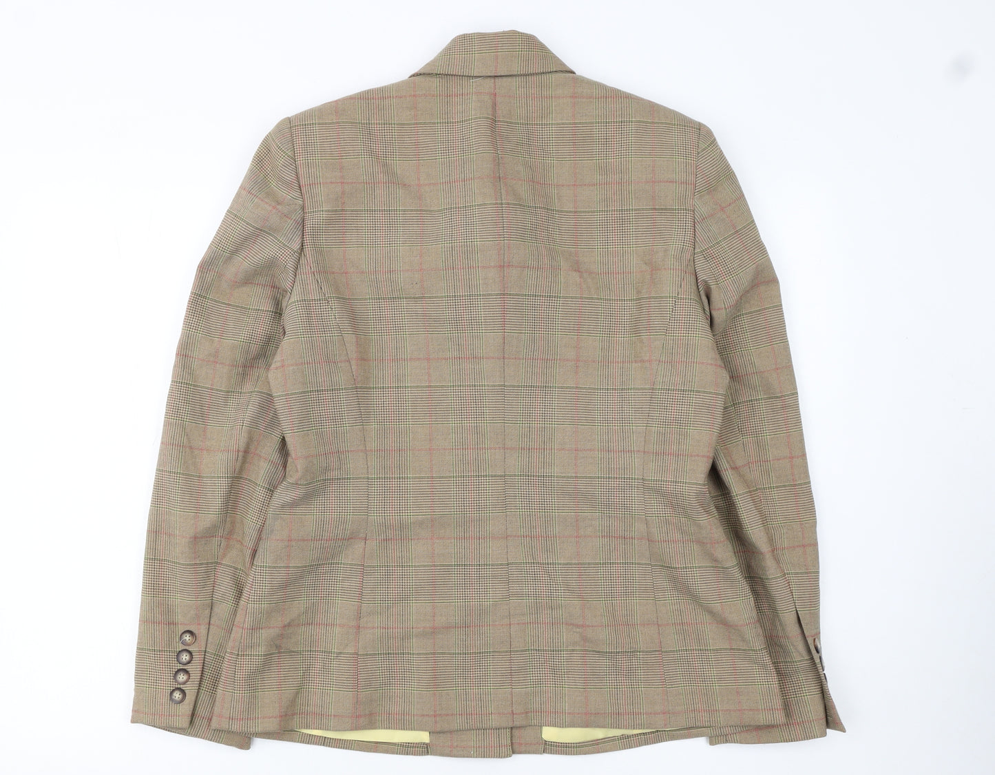 Garfield & Marks Women Brown Check Wool Blend Classic Blazer Size 10