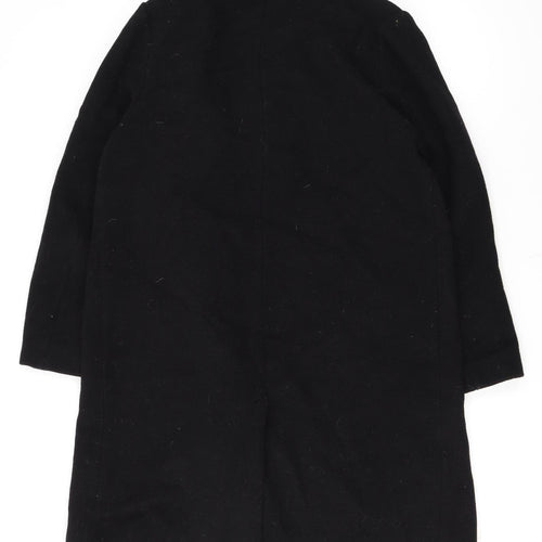 H&M Divided Women's Black Wool Blend Long Zip Coat Size 14