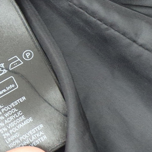 H&M Divided Women's Black Wool Blend Long Zip Coat Size 14