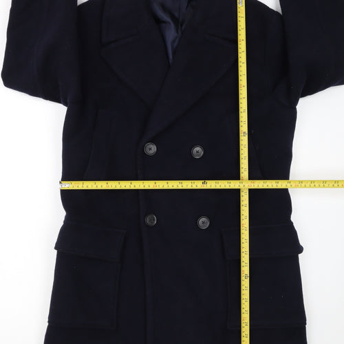 Mango Man Navy Wool Blend Pea Coat Size M Men's Classic Winter Jacket
