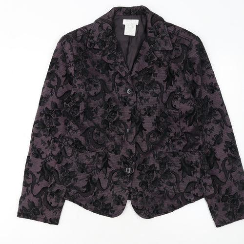 FDJ French Dressing Women's Purple Floral Blazer Medium